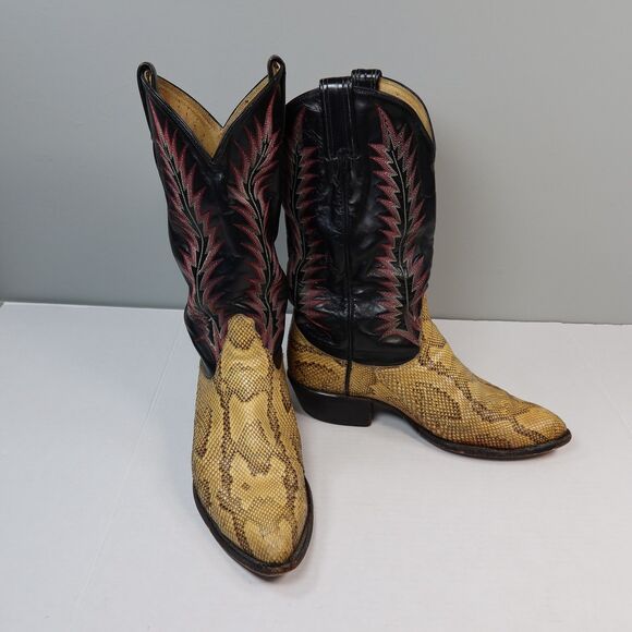 VTG Tony Lama Exotic Python Snakeskin Men\'s Western Cowboy Boots 9225 Size 8EE main image 7